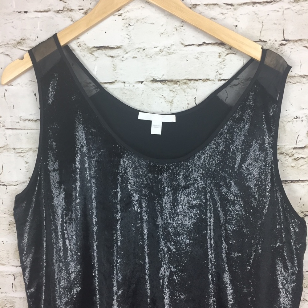 Hugo Boss Tank Top Idani Black shimmery sleeveless velvet 12 runs big 14-16 XL